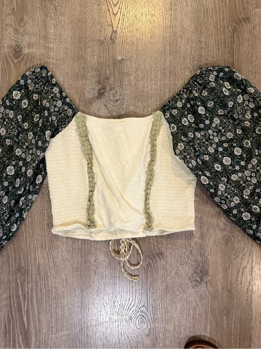Anthropologie Forever That Girl Smocked Balloon-Sleeve Top (altered)